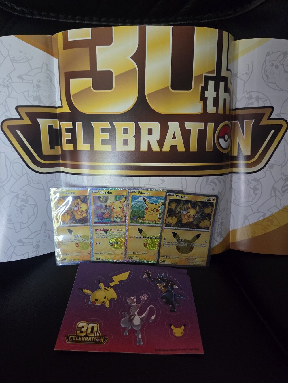 New!💫Pokemon 30th Celebration💫 Pikachu Holo Cards +Exclusive Poster & Stickers